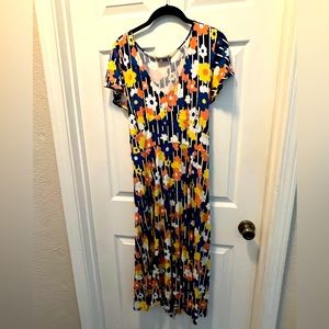 Modcloth Tie Back Floral Knit Midi Dress, 1X